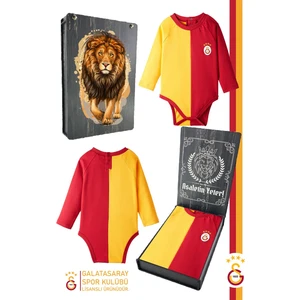 Lisanslı Uzun Kol Bebek Body Zıbın lik Ahşap Kutulu