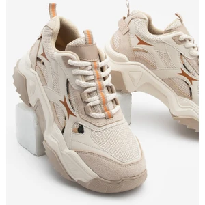 Kadın Sneaker Kalın Taban Bağcıklı Çok Parçalı Spor Ayakkabı Mizon
