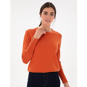 Pierre Cardin Kadın Kiremit Slim Fit Basic Kazak 50290566-VR031