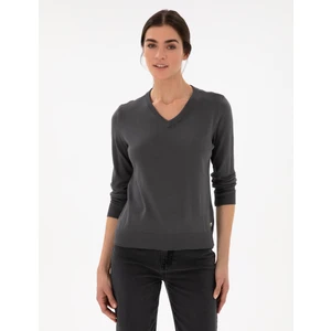 Pierre Cardin Kadın Antrasit Slim Fit Basic Kazak 50300803-VR006
