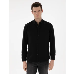 Pierre Cardin Erkek Siyah Regular Fit Uzun Kollu Gömlek 50304764-VR046
