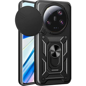 Xiaomi Mi 14 Ultra Uyumlu Kılıf Sürgülü Yüzüklü Standlı Armour Darbe Emici Dayanıklı Tank Zırh Kapak