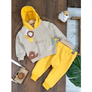 Sarı, Pamuklu, Kapişonlu, Mevsimlik, Şapkalı Lastikli Paça  Erkek Çocuk & Bebek  Alt Üst Takım