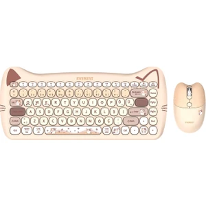 KM-6285 Catty Mını Renkli Tuşlu Bej 2.4 Ghz + Bt Kablosuz Q Multimedia Klavye + Mouse Set