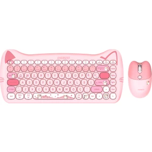 KM-6285 Catty Mını Renkli Tuşlu Pembe 2.4 Ghz + Bt Kablosuz Q Multimedia Klavye + Mouse Set