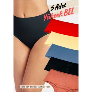 Red İç Giyim Pamuklu Kadın Yüksek Bel Külot 5'li Paket (Büyük Beden-Battal-Bato)