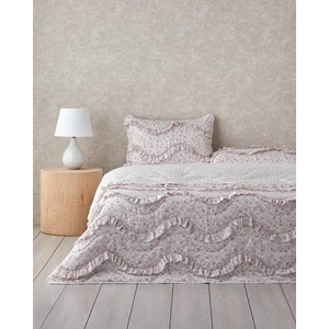 English Home Floral Euphoria Fırfırlı Çift Kişilik Yatak Örtüsü Takımı 200 x 220  cm  Pembe