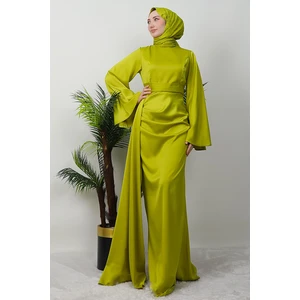 Giza Store Yasemin Saten Abiye Yağ Yeşil
