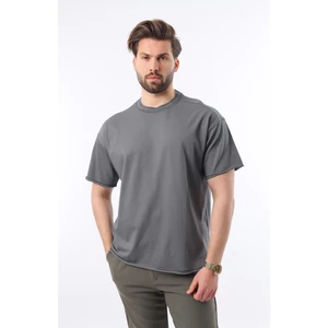  Madmext Füme Bisiklet Yaka Basic Erkek Tişört E7105