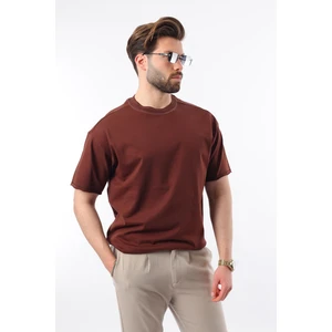  Madmext  Acı Kahve Bisiklet Yaka Basic Erkek Tişört E7105