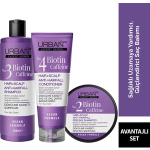Urban Care Expert Biotin & Caffeine Şampuan + Peeling Şampuan + Krem 3'lü Set