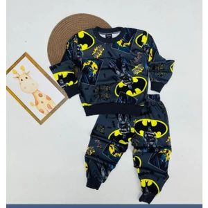 Batman Baskılı 2 Iplik 4 Mevsim Çocuk Alt-Üst Takımı