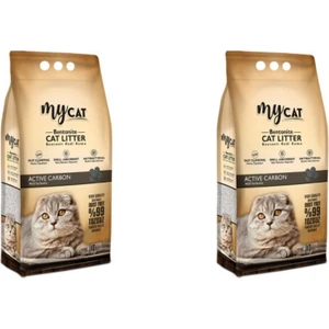 Mycat (10 Lt) Topaklanan Bentonit Kedi Kumu Aktif Karbon (Kalın Tane) (2 Adet)