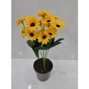 Güneşli Yapay Ayçiçeği Saksısı
