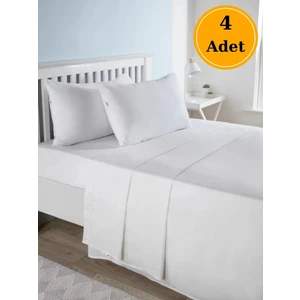 Mef Collection Otel Çarşafı Ekonomik Tek Kişilik Beyaz 180X235 cm 4'lü