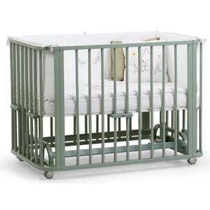 Ege Baby Yeşil Ahşap 4 In 1 Beşik + Junior (Bm) 70 x 110 - Anneyanı, Karyola, Oyun Parkı, Montessori + Junior Yatak