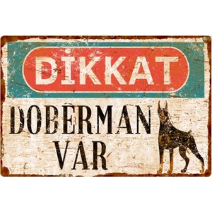 Hayg Equipment Dikkat Köpek Var Uyarı Levhası - Vintage Dikkat Doberman Var Metal Uyarı Levhası