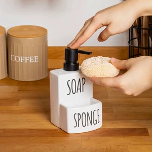 Seramik Sıvı Sabunluk ve Süngerlik | Şık ve Pratik Banyo 17 x 9 cm