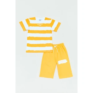 Yazı Baskılı Şeritli 2 Li Erkek Çocuk Şortlu Takım