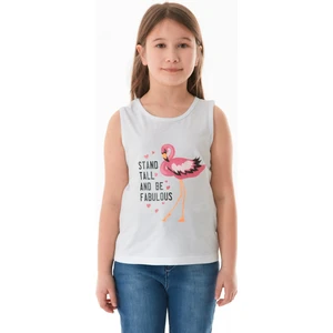 %100 Pamuk Flamingo Baskılı Kolsuz Kız Çocuk Tişört