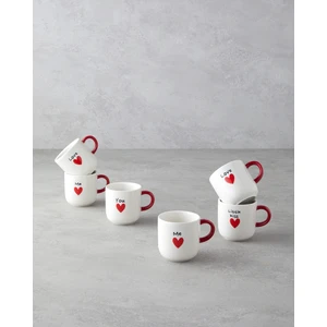 English Home Lovely Stoneware 6'lı Kahve Fincan Takımı 130 ml Kırmızı