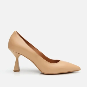 01AYH304140A330 KADIN Deri Bej Orta Topuklu Stiletto