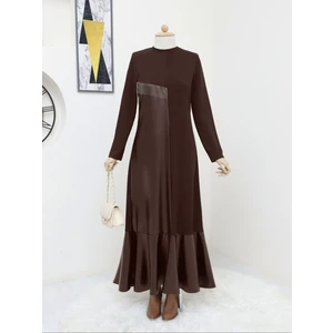 Mac Moda Deri Detaylı Metal Zincirli Elbise