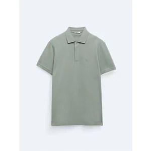 Haki Düz Polo Yaka %100 Pamuk T-Shirt