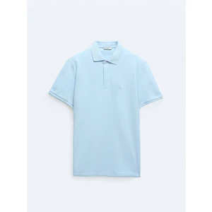 Mavi Düz Polo Yaka %100 Pamuk T-Shirt