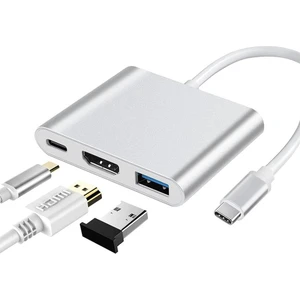 CF01 Macbook Uyumlu 4K Full HD 1080p Type C To 3 Portlu HDMI - USB 3.0 - PD Çevirici Hub Adaptör