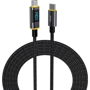 Magline Type-C to Type-C 140W PD3.1 LED Ekranlı Örgülü 1.2m Süper Hızlı Şarj-Data Kablosu