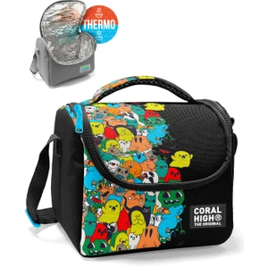 Coral High Siyah Karikatür Desenli Thermo Beslenme Çantası 11790