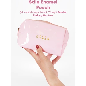 Şık ve Kullanışlı Parlak Yüzeyli Pembe Makyaj Çantası Stila Enamel Pouch (Pink)