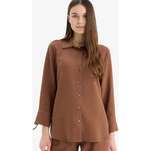 Regular Fit Basic Düz Uzun Kollu Gömlek C3819AX25SP