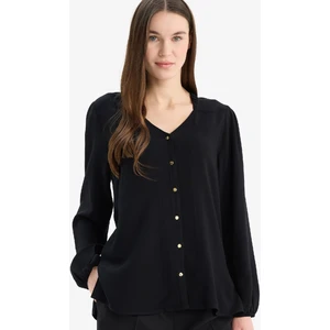 Regular Fit Apaş Yaka Basic Düz Düğmeli Uzun Kollu Gömlek D1074AX25SP