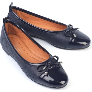 Karven Shoes Hakiki Deri Lacivert Renk Babet