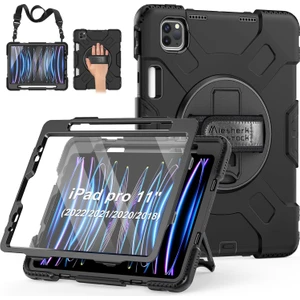 Apple iPad Pro 11 Inc 3. Nesil (2021) Ekran Koruyuculu Zırhlı Armor Defender Kalem Bölmeli Kılıf A2377 A2459 A2301