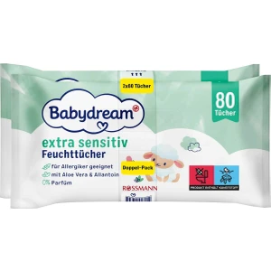 Bebek Islak Mendil Çok Hassas Cilt, Aloe Veralı 2 x 80'li