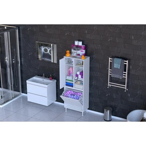Modilayn İNCİ 55x160 cm Kirli Çamaşır Sepetli Banyo Dolabı