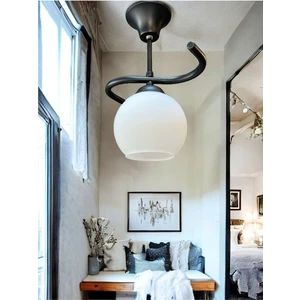 Hestia Siyah Kasa Beyaz Cam Tekli  Avize