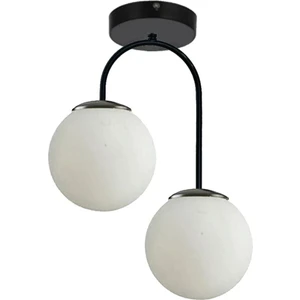 Sima Siyah Kasa Beyaz Cam 2li Avize