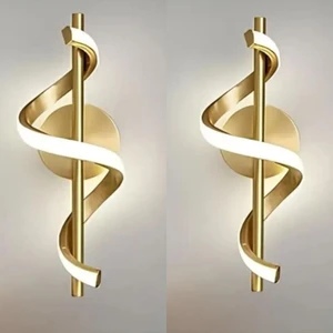 Ömür Avize Buse 2'li LED Aplik – Alüminyum Gövde, Sarı Başlık, Salon ve İç Mekan Dekoratif Duvar Aydınlatması