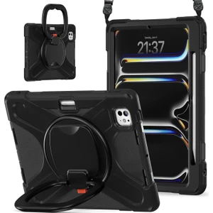 Apple iPad Pro 11 Inc 2. Nesil (2020) Yüzük Halka Standlı Zırhlı Armor Defender Kalemlikli Kılıf A2228 A2068 A2230