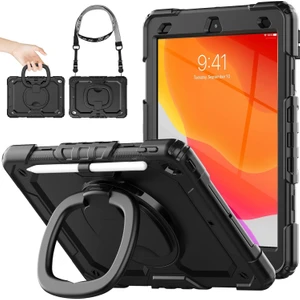 Apple iPad 8. Nesil (2020) 10.2 Yüzük Halka Standlı Zırhlı Armor Defender Kılıf A2270 A2428 A2429 A2430