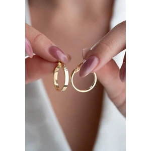 925 Ayar Gümüş Gold Kaplama Düz Sade 20 mm Halka Şarnel Küpe