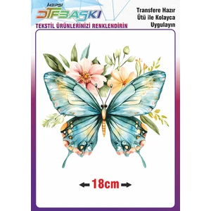 F17 Ajans Kelebek Çiçek Ütü ile Yapışan Tekstil Dtf Baskı