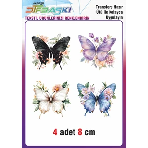 F17 Ajans Kelebek Çiçek Ütü ile Yapışan Tekstil Dtf Baskı