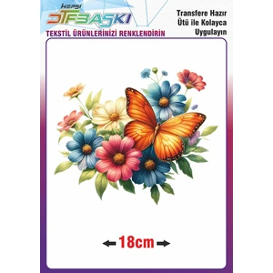 F17 Ajans Kelebek Çiçek Ütü ile Yapışan Tekstil Dtf Baskı