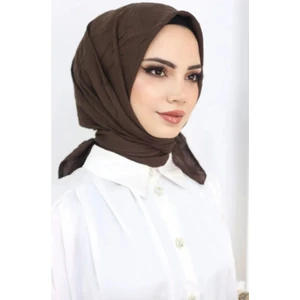Melodi Scarf Kadın Tesettür Pratik Bambu Kraş Eşarp Acı Kahve