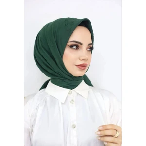 Melodi Scarf Kadın Tesettür Pratik Bambu Kraş Eşarp Zümrüt Yeşili